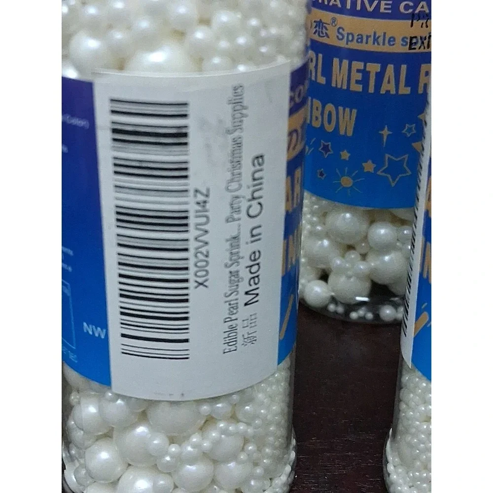 Sprinkles for Cake Decorating, White Pearl Sprinkles Sizes Mix for Cake 10 Pcs